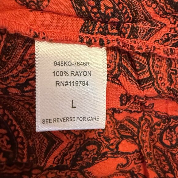 Unity Flowy Babydoll Top Women Size L Red Black Geometric Boho Y2K Whimsigoth - Picture 3 of 5